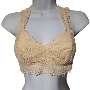 EUC Aerie‎ Light Pink Lace Bralette Top Sz Med Racerback Wireless